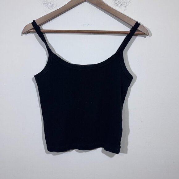 Aritzia TNA Womens Ribbed Black Tank Top Size Large 100% Cotton - Picture 1 of 5
